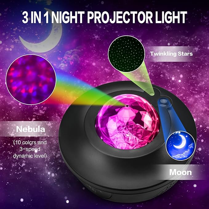 Starry Moon Galaxy Projector Light