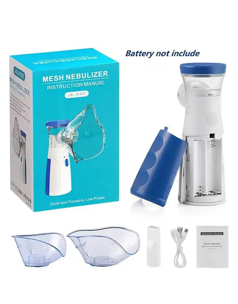 Mesh Nebulizer Machine JSL-W302 with Masks & Mini Inhaler for Kids & Adults