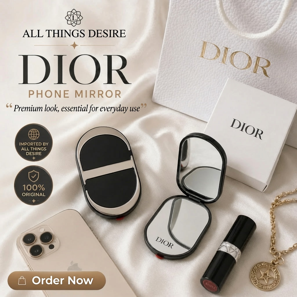 DI*R Beauty Phone Ring Holder – Dual Mirror (With Bag)